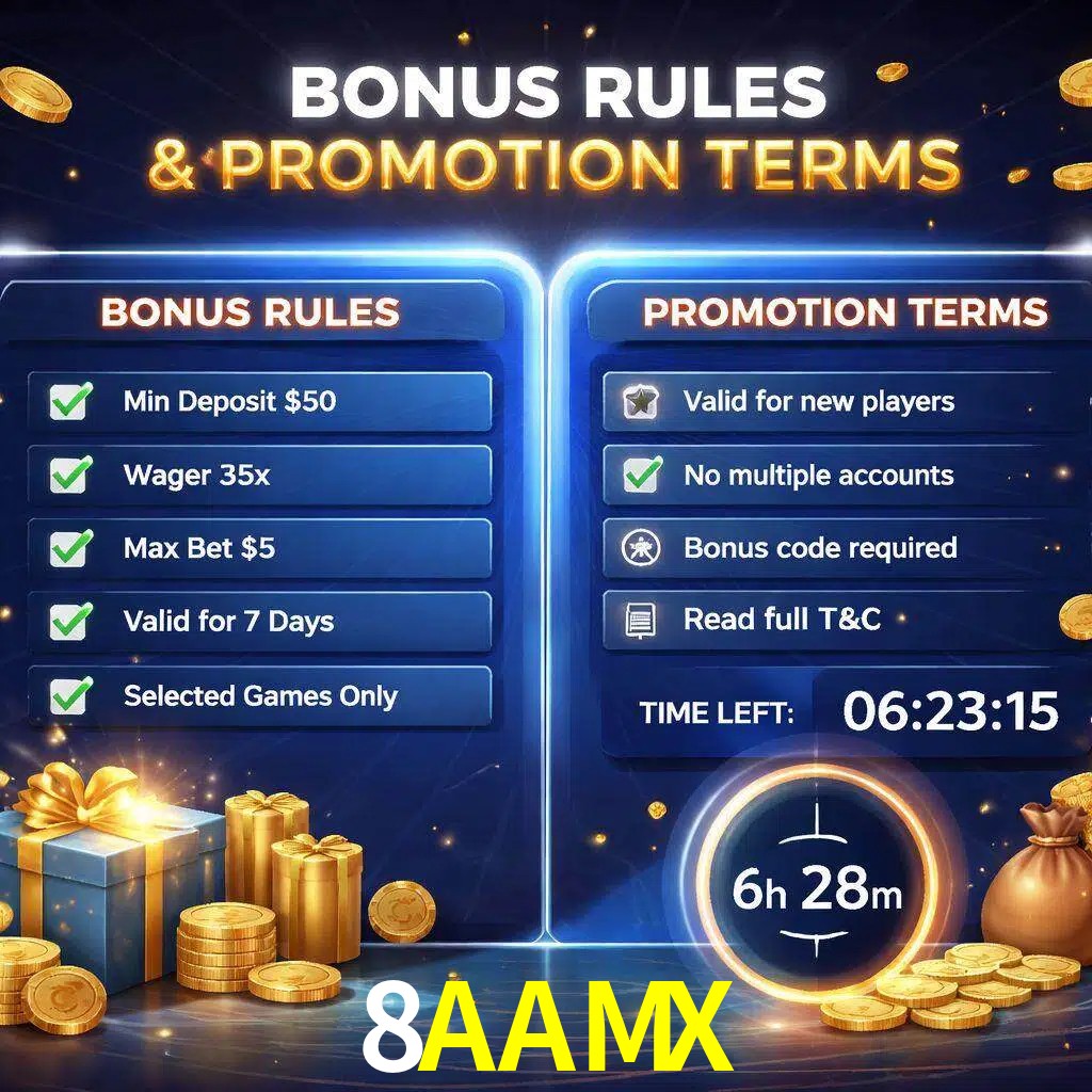 Reglas de promoción 8AAMX y condiciones de bonos explicadas visualmente