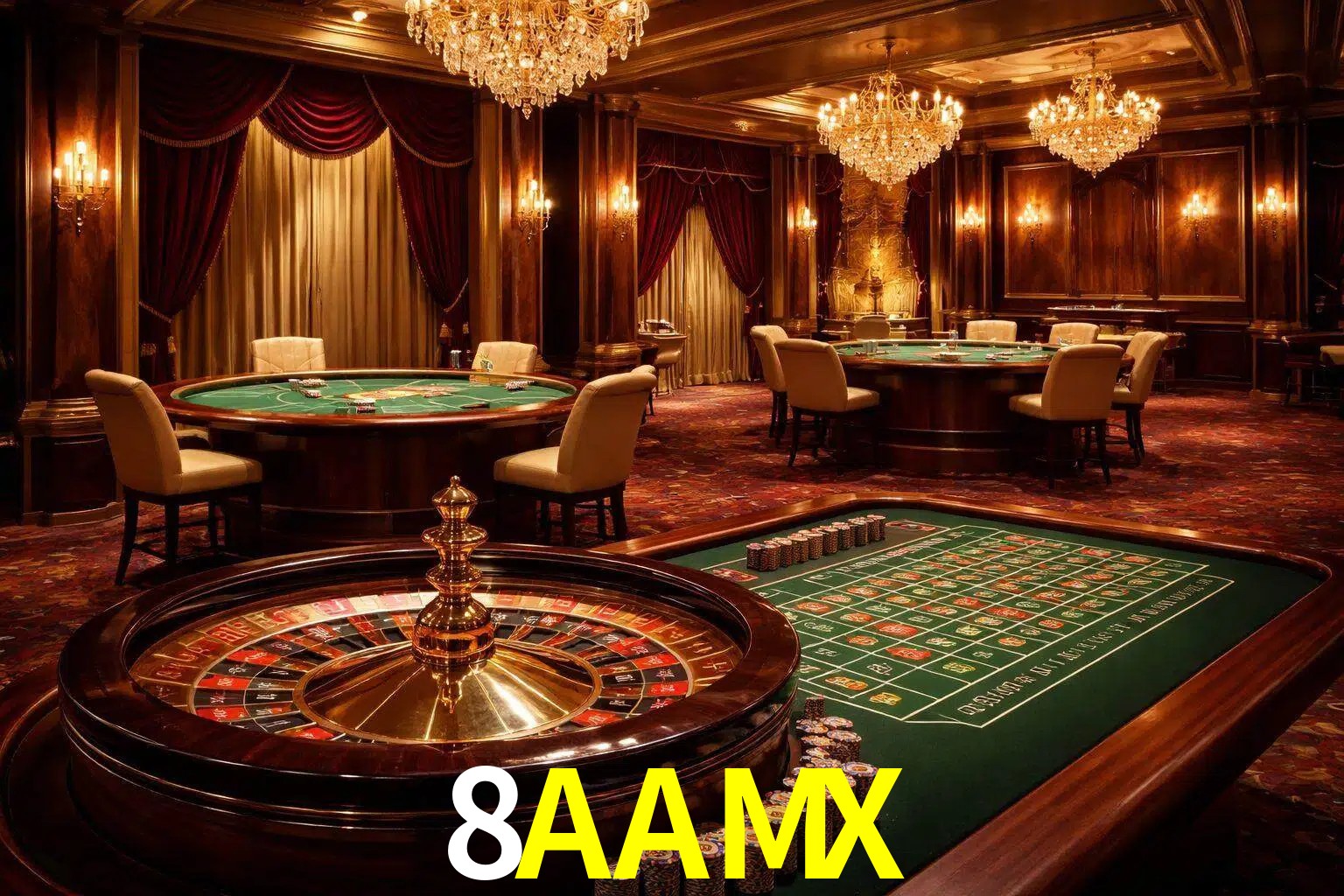 Una escena premium de mesa de casino en vivo con cartas, elementos de ruleta y un ambiente pulido de estudio de transmisión.